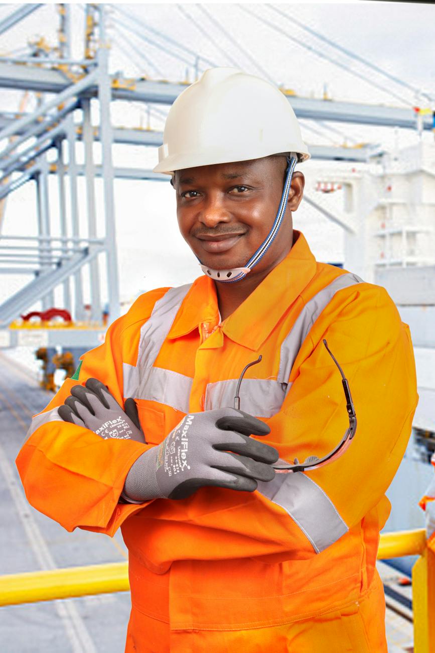 construction worker in safety helmet